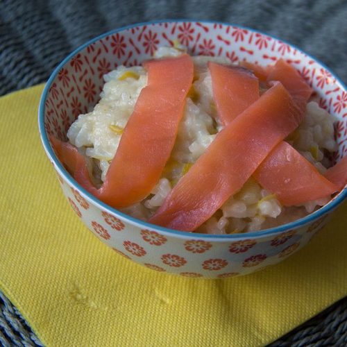Risotto au poireau et au saumon fumé (au Thermomix ou sans)
