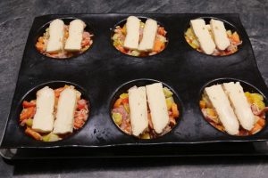 Tortilla de légumes gratinée au reblochon (grands ronds Flexipan)
